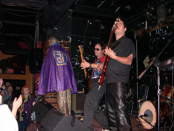 The superhero, Blowfly and band.

Photo by Richard Murray