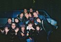 After the gig: Leather Uppers, Immaculate Machine, Mike Croy (locking lips with Brynne), Rob, Wendy,  and the Evaporators!