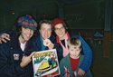 Nardwuar, Steve Bailey of the legendary Victoria punk band the NEOS, Sherry and Ezra. White Eagle Hall, Victoria, BC, Canada!