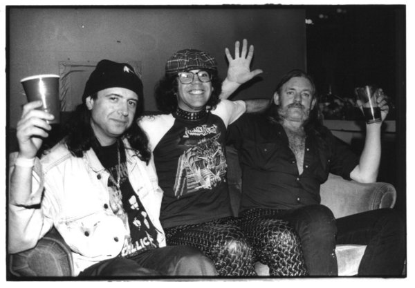 Nardwuar with Phil and Lemmy of Motorhead. May 6, 1999. (Photo by Bev Davies)