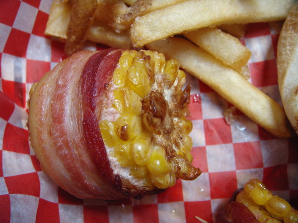 Corn wrapped in Bacon at the Palomino! Thanks Fred!