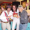 At Neptoon Records "A Wild Pear" record release instore in Vancouver: Nardwuar, Andrew WK and Chad Allan of the Guess Who (who had a little Split LP in the 60s' called "A Wild Pair") (Although Chad was not on it. Chad did sing the most important Guess Who song ever though-- "Shakin' All Over"! )