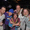 The Evaporators (Shawn Mrazek ,Nardwuar, Hamm and John Collins with SURPRISE  guest Kyprios who joined the Evaporators to do a 'freestyle" on The Evaporators tune "I don't need my Friends to tell me who my Friends are." Mint Records Xmas Party, Dec 3 2010, The Biltmore. Vancouver, BC  (Pic by The Archivest vchiphopshows.com)