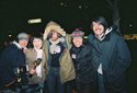 Alyson and Hannah Sung from MuchMusic, Death from Above, Nardwuar, outside the Horseshoe Tavern. Toronto, Ontario, Canaduh!