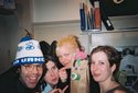 Nardwuar , Lederhosen Lucil, Lorraine from the Kingpins, Holly backstage at Le Swimming in Montreal.