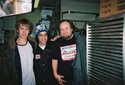 In the kitchen at Mesa Luna with Wimpy Roy of the Subhumans and a member of Wimpy's new band Solemn Fist!
