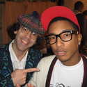 Nardwuar , Pharrell Williams backstage at Malkin Bowl, Vancouver, BC, Canada !