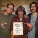Scott and Brian of Weezer, Nardwuar, and a vintage poster with Weezer opening up for Eris's Trip and Pluto at the ANZA Club in Vancouver!