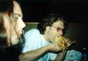John Collins eating his Skookum Chief Burger at the Tomahawk BBQ! (Photo by: Miek!)
(September 1 2001)