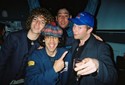 Steve Bays of Hot Hot Heat, Nardwuar, Lorenzo the MOD and Bob from Franz Ferdinand at the Franz Ferdinand after party. Vancouver, BC, Canaduh! 