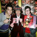 Fallout Boy and Nardwuar holding a CD by Chicago's best punk band ever the Mentally Ill, and an LP by England's sexiest singer ever, Samantha Fox! Pacific Coliseum, Vancouver, BC, Canada!
