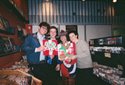 Ross and Barry of the Futureheads , plus Nardwuar and Jeff  holding Toy Dolls Vinyl at Scratch Records, Vancouver , BC. Canada. The Futureheads are from Sunderland! (Home of the Toy Dolls, LeatherFace and Red Alert!)