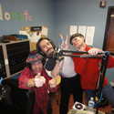 Ivan Smagghe , Chloe of Battant  and Nardwuar. CiTR Radio, UBC, Vancouver, BC, Canada! (Photo by Bepi Crespan)