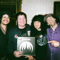 Omar and Cedric of the Mars Volta with Luke Meat , a Magma LP and Nardwuar ! Sutton Place Hotel, Vancouver, BC, Canada!