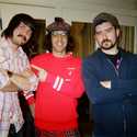 Jesse F. Keeler, Al-P of MSTRKRFT and Nardwuar .  Hotel Georgia, Vancouver, BC , Canada.