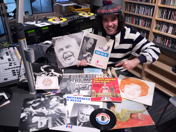 Nardwuar at the new CiTR with some "politcal" rekkids!