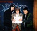 Jim of Sparta, Nardwuar, Matt of Sparta in the alley behind the Commodore Ballroom, Vancouver, BC, Canada.