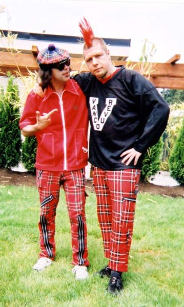 Nardwuar, Lars of Rancid, backstage at the Warped Tour.