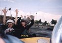 This is Reagan And Cait on the go cart taken from me and Nardwuar's go cart in front of them, action shot!(Photo submitted by Sara)