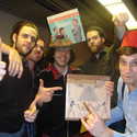 Nardwuar and The Stills with Quebecois Classic LPs by The Feztones and Les Baronettes ! Orpheum, Vancouver, BC, Canada!