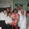 Nardwuar with Tojo at Tojo's, Vancouver, BC, Canada. Tojo invented the "California Roll!" !