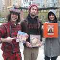 Nardwuar with Vampire Weekend. Richards Street, Vancouver, BC, Canada!