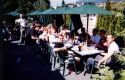 The Smugglers hangover party! The whole 15th anniversary entourage at the Tomahawk - outdoor seating! Nard was furious, but then realized he could control the crowd perfectly with everyone at one long table, so he cooled out and went to work! 
