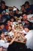 International Cheese Summit: The Evaporators(Canada) and Lottie Collins (Japan) chomp down on massive chunks of Taco Bell at Bob Schriner's place,Tempe, AZ (USA!)