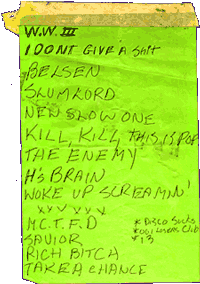 DOA set list